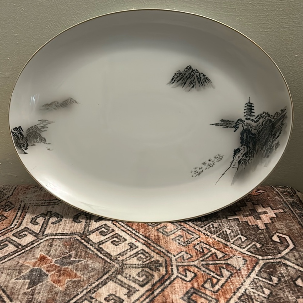 Vintage Fukagawa Hand painted serving plate